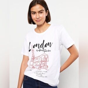3/$15   LCW Casual Crew Neck Printed Short Sleeve Cotton Tee